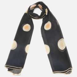 Bvlgari Black Logo Print Silk Chiffon Stole