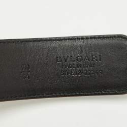 Pre Owned Bvlgari Black Patent Leather Ring Buckle Belt 110CM