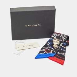 Pre Owned Bvlgari Black Pop Signs Silk Bandeau Scarf