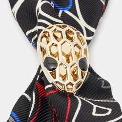 Pre Owned Bvlgari Black Pop Signs Silk Bandeau Scarf