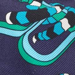 Pre Owned Bvlgari Navy Blue Metallic Detail Silk Serpenti Shelley