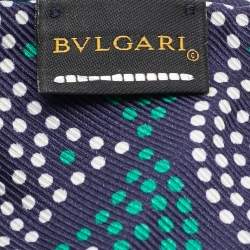 Pre Owned Bvlgari Navy Blue Metallic Detail Silk Serpenti Shelley