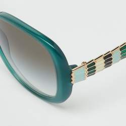 Pre Owned Bvlgari Green Gradien BV 8114 Serpenti Rectangle Sunglasses