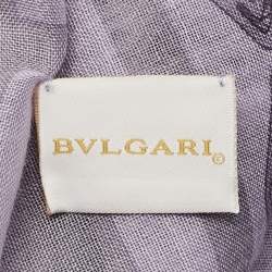 Pre Owned Bvlgari Purple Printed Wool and Silk Scarf 