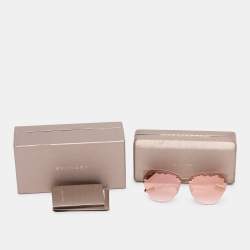 Pre Owned Bvlgari Pink Rose Gold Tone Metal 6107 Scalesbeat Serpenti Sunglasses