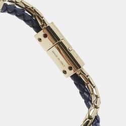 Pre Owned Bvlgari Serpenti Forever Leather Enamel Gold Tone Bracelet