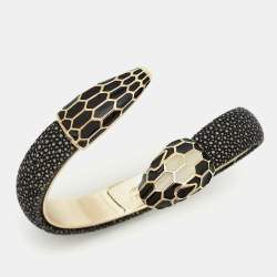 Pre Owned سوار بلغاري سيربينتي جلدي مينا ذهبي اللون مفتوح