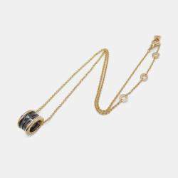 Pre Owned Bvlgari B.zero1 Black Ceramic 18K Rose Gold Pendant Necklace
