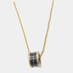 Pre Owned Bvlgari B.zero1 Black Ceramic 18K Rose Gold Pendant Necklace