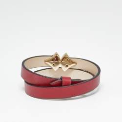 Pre Owned Bvlgari Divas' Dream  Enamel Gold Tone Leather Bracelet