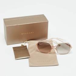 Pre Owned Bvlgari Peach/Grey Gradient 8238 B Oversized Sunglasses
