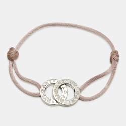 Pre Owned Bvlgari Iconic Double Logo Sterling Silver Cord Bracelet