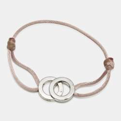 Pre Owned Bvlgari Iconic Double Logo Sterling Silver Cord Bracelet