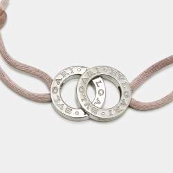 Pre Owned Bvlgari Iconic Double Logo Sterling Silver Cord Bracelet