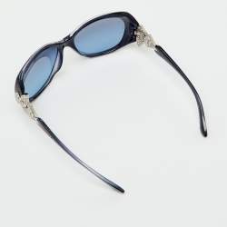 Pre Owned Bvlgari Navy Blue Gradient 8126-B Crystal Oversized Sunglasses