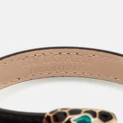Pre Owned Bvlgari Serpenti Forever Enamel Leather Gold Tone Bracelet