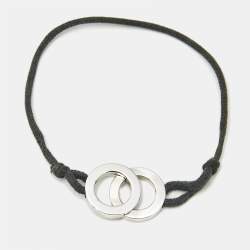 Pre Owned Bvlgari Iconic Double Logo Sterling Silver Cord Bracelet