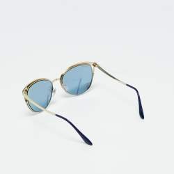 Pre Owned Bvlgari Blue Mirrored 6083 Serpenti Cat Eye Sunglasses