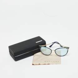 Pre Owned Bvlgari Blue Mirrored 6083 Serpenti Cat Eye Sunglasses