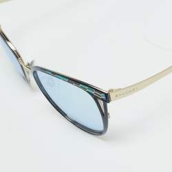 Pre Owned Bvlgari Blue Mirrored 6083 Serpenti Cat Eye Sunglasses
