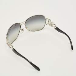 مملوكة مسبقًا Bvlgari Black/Silver Tone Gradient 6028 B Oversized Sunglasses