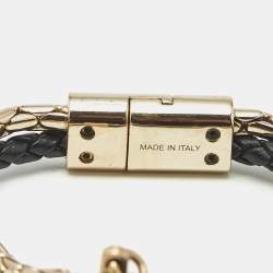 Pre Owned سوار بلغاري سربنتي فورايفر نحاسي مطلي ذهب وجلد مضفر