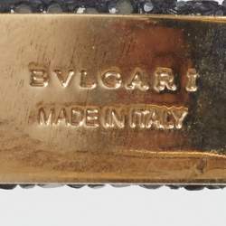 Pre Owned Bvlgari Serpenti Enamel Leather Gold Tone Open Cuff Bracelet