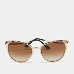Pre Owned Bvlgari Gold Tone/Brown Gradient 6083 Panthos Cat Eye Sunglasses