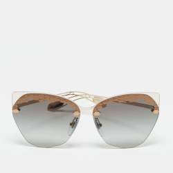 مملوكة مسبقًا نظارة شمسية بلغاري 6107 عين قطة غير منتظمة متدرجة ذهبية/سوداء