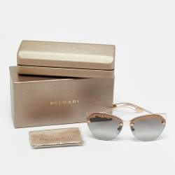 Pre Owned نظارة شمسية بلغاري 6107 عين قطة غير منتظمة متدرجة ذهبية/سوداء