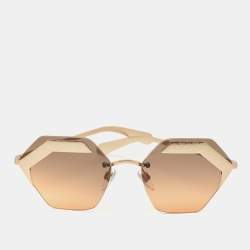 Pre Owned Bvlgari Black/Gold 6103 Serpenti Geometric Sunglasses