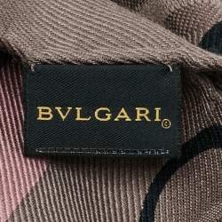 Pre Owned Bvlgari Brown Wool & Silk Logo Scarf
