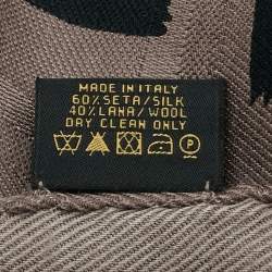 Pre Owned Bvlgari Brown Wool & Silk Logo Scarf