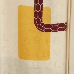 Pre Owned Bvlgari Ivory Logomania Pixel Snake Silk & Wool Maxi Stole