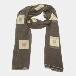 Pre Owned Bvlgari Grey Printed Silk Scarf 