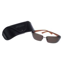 Bvlgari Brown Crystal Embellished 656-B Rimless Sunglasses