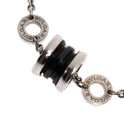 Pre Owned Bvlgari Save the Children Black Ceramic Silver Bracelet