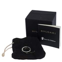 Pre Owned Bvlgari Save the Children Black Ceramic Silver 1-Band Ring Size 56