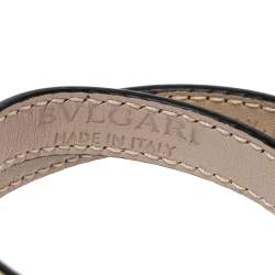 Pre Owned Bvlgari Serpenti Forever Enamel Metallic Leather Gold Plated Double Coiled Bracelet