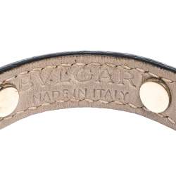 Pre Owned Bvlgari Serpenti Enamel Stud Embellished Red Leather Bracelet