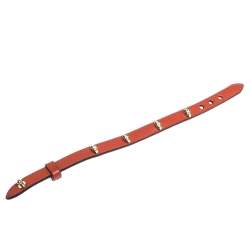 Pre Owned Bvlgari Serpenti Enamel Stud Embellished Red Leather Bracelet