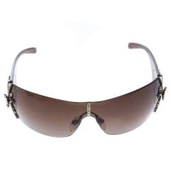 Pre Owned Bvlgari Beige/Brown Gradient Limited Edition Shield Sunglasses