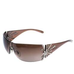 Pre Owned Bvlgari Beige/Brown Gradient Limited Edition Shield Sunglasses