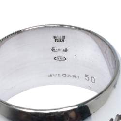 Pre Owned Bvlgari Save The Children Silver Band Ring Size 50