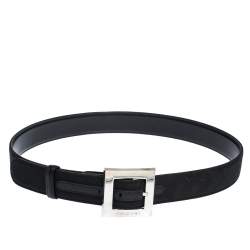 Bvlgari Black Mania Fabric Square Buckle Belt 105CM