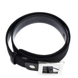 Bvlgari Black Mania Fabric Square Buckle Belt 105CM