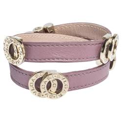 Bvlgari Lavender Leather Gold Tone Double Coiled Bracelet