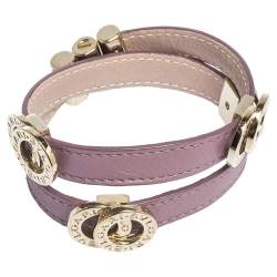Bvlgari Lavender Leather Gold Tone Double Coiled Bracelet