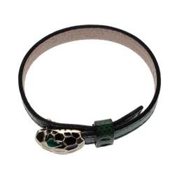 Bvlgari Green Leather Enamel Serpenti Forever Bracelet