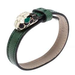 Bvlgari Green Leather Enamel Serpenti Forever Bracelet